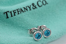 Load image into Gallery viewer, Tiffany & Co. Elsa Peretti Color by the Yard Aquamarine Sterling Silver Stud Earrings