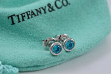 Load image into Gallery viewer, Tiffany & Co. Elsa Peretti Color by the Yard Aquamarine Sterling Silver Stud Earrings