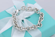 Load image into Gallery viewer, Tiffany & Co. Silver 10mm Link 7.5" Charm Clasp Bracelet