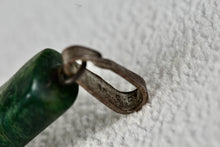 Load image into Gallery viewer, Sterling Silver Carved Malachite Empowerment Fist Power Pendant Vintage