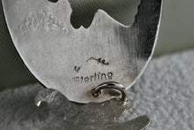 Load image into Gallery viewer, Native American Sterling Silver Onyx & Red Coral Inay Double Stencil Eagle Pendant