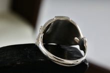 Load image into Gallery viewer, Sterling Silver Oval Turquoise Greek Goddess Ring Size 5