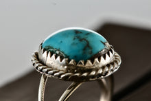 Load image into Gallery viewer, Native American Silver Polished Turquoise Nugget Ring Size 5.5