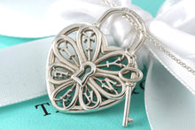 Load image into Gallery viewer, Tiffany & Co. Silver Large Keyhole Heart Filigree & Mini Key Necklace