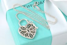 Load image into Gallery viewer, Tiffany & Co. Silver Large Keyhole Heart Filigree & Mini Key Necklace