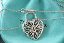 Load image into Gallery viewer, Tiffany & Co. Silver Large Keyhole Heart Filigree & Mini Key Necklace