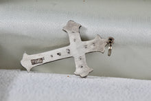 Load image into Gallery viewer, Vintage .900 Silver Rhinestone Cross Pendant