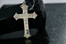 Load image into Gallery viewer, Vintage .900 Silver Rhinestone Cross Pendant