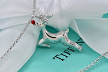Load image into Gallery viewer, Tiffany & Co. Silver Red Enamel Reindeer Pendant 16" Necklace