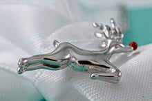 Load image into Gallery viewer, Tiffany & Co. Silver Red Enamel Reindeer Pendant 16" Necklace