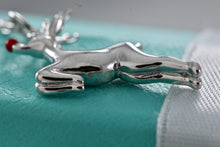 Load image into Gallery viewer, Tiffany & Co. Silver Red Enamel Reindeer Pendant 16" Necklace