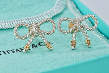 Load image into Gallery viewer, Tiffany & Co. 18K Gold & Silver Twist Rope Coil Ribbon Bow Earrings Vintage