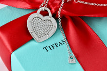 Load image into Gallery viewer, Return To Tiffany & Co. 18Kt. White Gold Diamond Pave "LOVE" Heart Pendant 18" Necklace
