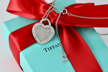 Load image into Gallery viewer, Return To Tiffany & Co. 18Kt. White Gold Diamond Pave "LOVE" Heart Pendant 18" Necklace