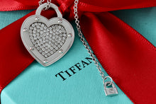 Load image into Gallery viewer, Return To Tiffany & Co. 18Kt. White Gold Diamond Pave "LOVE" Heart Pendant 18" Necklace
