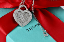 Load image into Gallery viewer, Return To Tiffany & Co. 18Kt. White Gold Diamond Pave "LOVE" Heart Pendant 18" Necklace