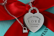 Load image into Gallery viewer, Return To Tiffany & Co. 18Kt. White Gold Diamond Pave "LOVE" Heart Pendant 18" Necklace