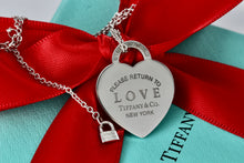 Load image into Gallery viewer, Return To Tiffany & Co. 18Kt. White Gold Diamond Pave "LOVE" Heart Pendant 18" Necklace