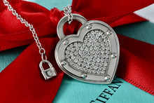 Load image into Gallery viewer, Return To Tiffany & Co. 18Kt. White Gold Diamond Pave "LOVE" Heart Pendant 18" Necklace