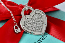 Load image into Gallery viewer, Return To Tiffany & Co. 18Kt. White Gold Diamond Pave "LOVE" Heart Pendant 18" Necklace