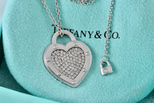Load image into Gallery viewer, Return To Tiffany & Co. 18Kt. White Gold Diamond Pave "LOVE" Heart Pendant 18" Necklace