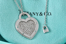 Load image into Gallery viewer, Return To Tiffany & Co. 18Kt. White Gold Diamond Pave "LOVE" Heart Pendant 18" Necklace