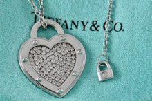 Load image into Gallery viewer, Return To Tiffany & Co. 18Kt. White Gold Diamond Pave "LOVE" Heart Pendant 18" Necklace