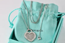 Load image into Gallery viewer, Return To Tiffany & Co. 18Kt. White Gold Diamond Pave "LOVE" Heart Pendant 18" Necklace
