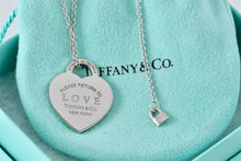 Load image into Gallery viewer, Return To Tiffany & Co. 18Kt. White Gold Diamond Pave "LOVE" Heart Pendant 18" Necklace