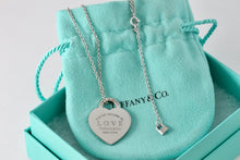 Load image into Gallery viewer, Return To Tiffany & Co. 18Kt. White Gold Diamond Pave "LOVE" Heart Pendant 18" Necklace