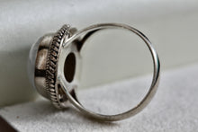 Load image into Gallery viewer, Sterling Silver Large Handmade Oval Crystal Moonstone Ring Size 6.5
