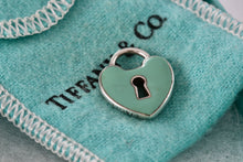 Load image into Gallery viewer, Tiffany & Co. Blue Enamel Silver Large Keyhole Heart Pendant