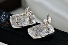 Load image into Gallery viewer, Sterling Silver Turquoise Oval Inlay Rhinestone Rectangle Stud Earrings