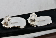 Load image into Gallery viewer, Native American Sterling Silver Floral Malachite Earrings Signed FJ