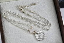 Load image into Gallery viewer, Sterling Silver Dog Paw Square Flower Pendant Moonstone Accent Bead Necklace