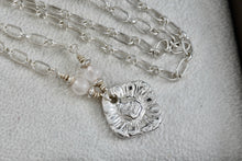 Load image into Gallery viewer, Sterling Silver Dog Paw Square Flower Pendant Moonstone Accent Bead Necklace