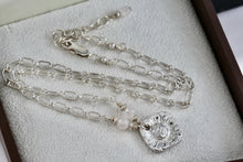 Load image into Gallery viewer, Sterling Silver Dog Paw Square Flower Pendant Moonstone Accent Bead Necklace