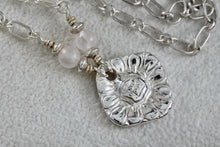Load image into Gallery viewer, Sterling Silver Dog Paw Square Flower Pendant Moonstone Accent Bead Necklace
