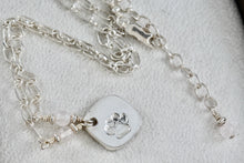 Load image into Gallery viewer, Sterling Silver Dog Paw Square Flower Pendant Moonstone Accent Bead Necklace