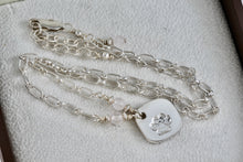 Load image into Gallery viewer, Sterling Silver Dog Paw Square Flower Pendant Moonstone Accent Bead Necklace
