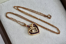 Load image into Gallery viewer, Vermeil Sterling Silver Red Garnet Love Heart Pendant Vintage 18" Chain Necklace