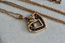 Load image into Gallery viewer, Vermeil Sterling Silver Red Garnet Love Heart Pendant Vintage 18" Chain Necklace