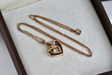 Load image into Gallery viewer, Vermeil Sterling Silver Red Garnet Love Heart Pendant Vintage 18" Chain Necklace