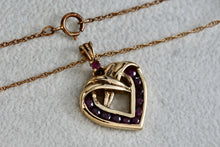 Load image into Gallery viewer, Vermeil Sterling Silver Red Garnet Love Heart Pendant Vintage 18" Chain Necklace
