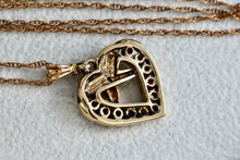 Load image into Gallery viewer, Vermeil Sterling Silver Red Garnet Love Heart Pendant Vintage 18" Chain Necklace