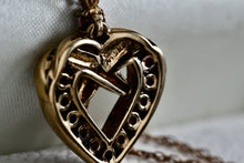Load image into Gallery viewer, Vermeil Sterling Silver Red Garnet Love Heart Pendant Vintage 18" Chain Necklace