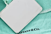 Load image into Gallery viewer, Tiffany & Co. 1837 Silver Blue Enamel Lettering Large Rectangle Tag Leather Strap Luggage Tag