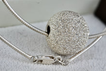 Load image into Gallery viewer, Sterling Silver Disco Ball Slider Pendant Wire Snake Chain 18" Necklace