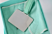 Load image into Gallery viewer, Tiffany & Co. 1837 Silver Blue Enamel Lettering Large Rectangle Tag Leather Strap Luggage Tag