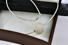 Load image into Gallery viewer, Sterling Silver Disco Ball Slider Pendant Wire Snake Chain 18" Necklace